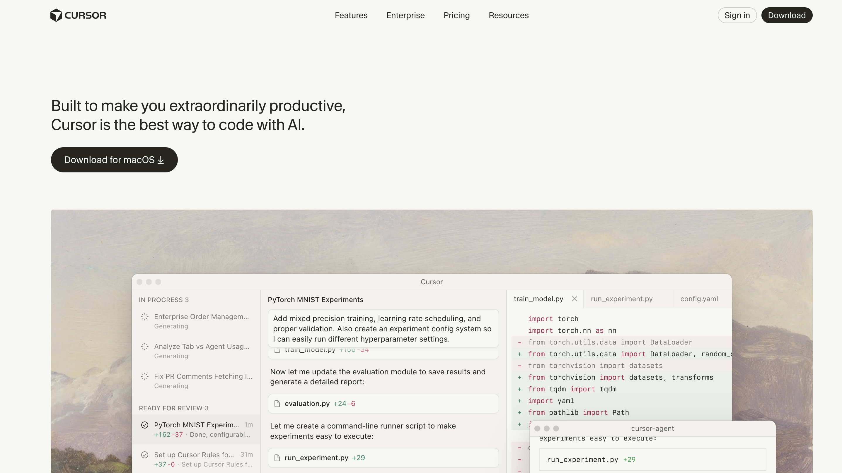 Screenshot of https://www.cursor.com